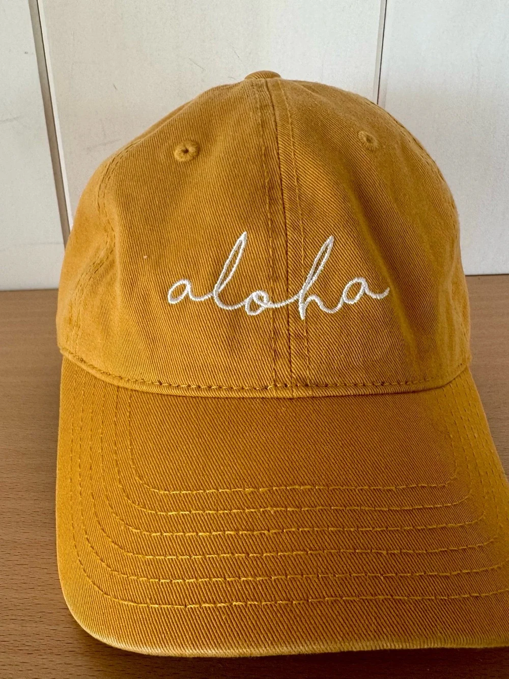 Mustard Yellow 'aloha' Embroidered Cap